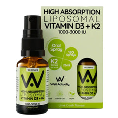 Well.Actually. Liposomal Vitamin D3 (2000iu) + K2 - Spray - Lime Crush