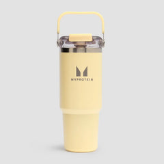 Myprotein Recycled Metal Top Handle Straw Bottle 900ml - Butter
