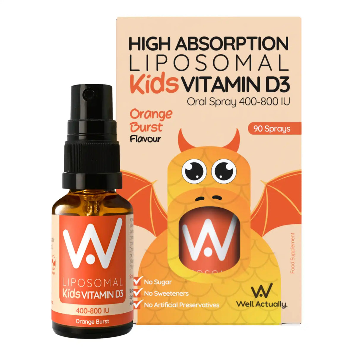 Well.Actually. Liposomal Kids Vitamin D Spray - Orange Burst - upto 90 Sprays
