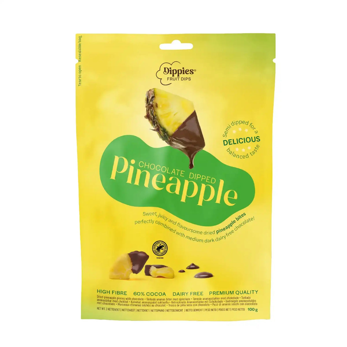Dippies Fruit Dips, Chocolate Dipped Pineapple, 100g