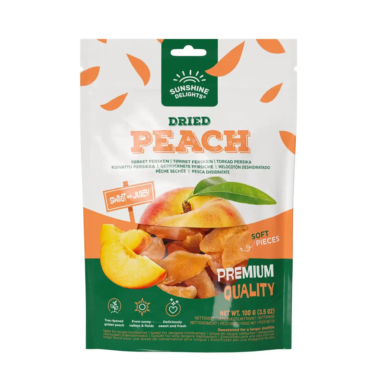 Sunshine Delights, Dried Peach, 100g